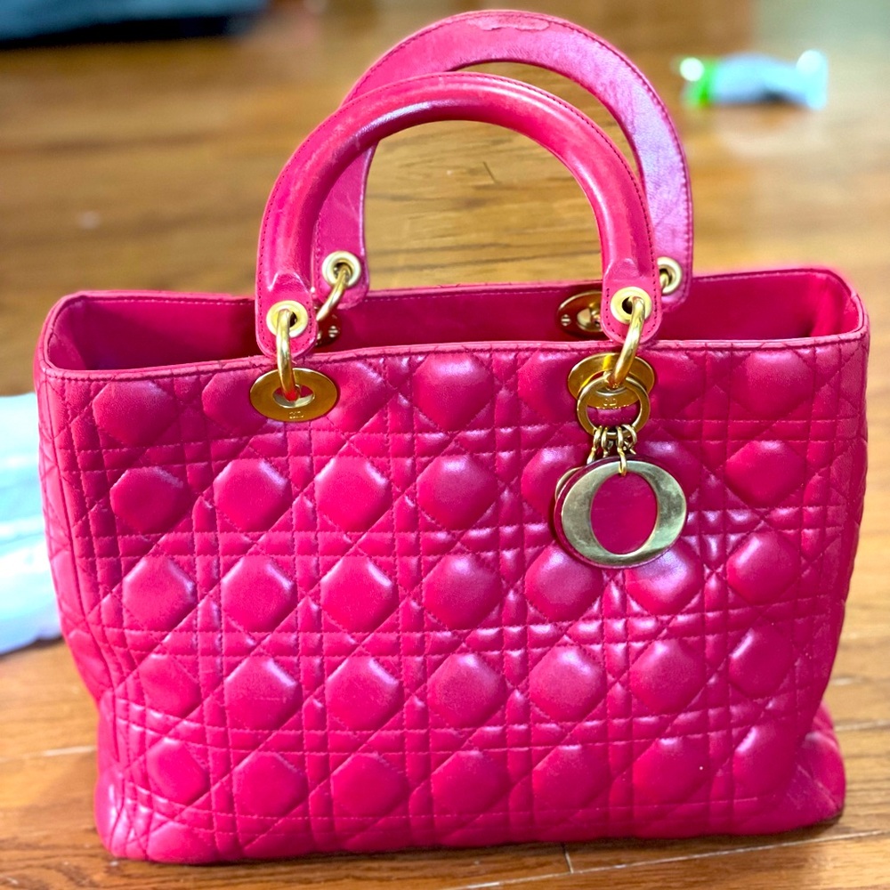 Pre loved Lady Dior Christian Dior Red lamb skin bag
